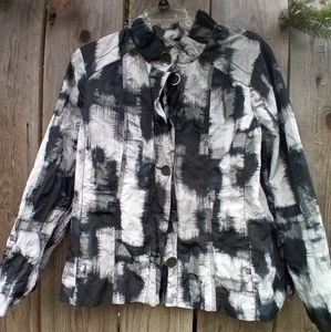 Chico's Jacket Women Size 2 Black & White 6 Button Closure Long Sleeve